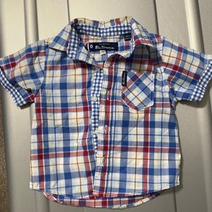Baby Ben Sherman collar button down short sleeve plaid 12 mos like new!